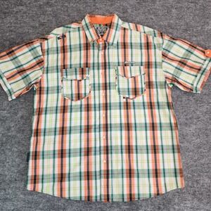 Akademiks Shirt Mens XL‎ Multicolored Plaid Short Sleeve Button Up Y2K Hip Hop